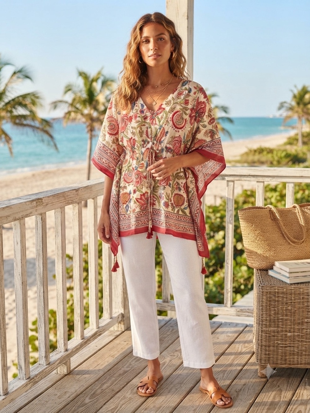 Beautiful Anokhi Floral Cotton Kaftan/Tunic free size/OS